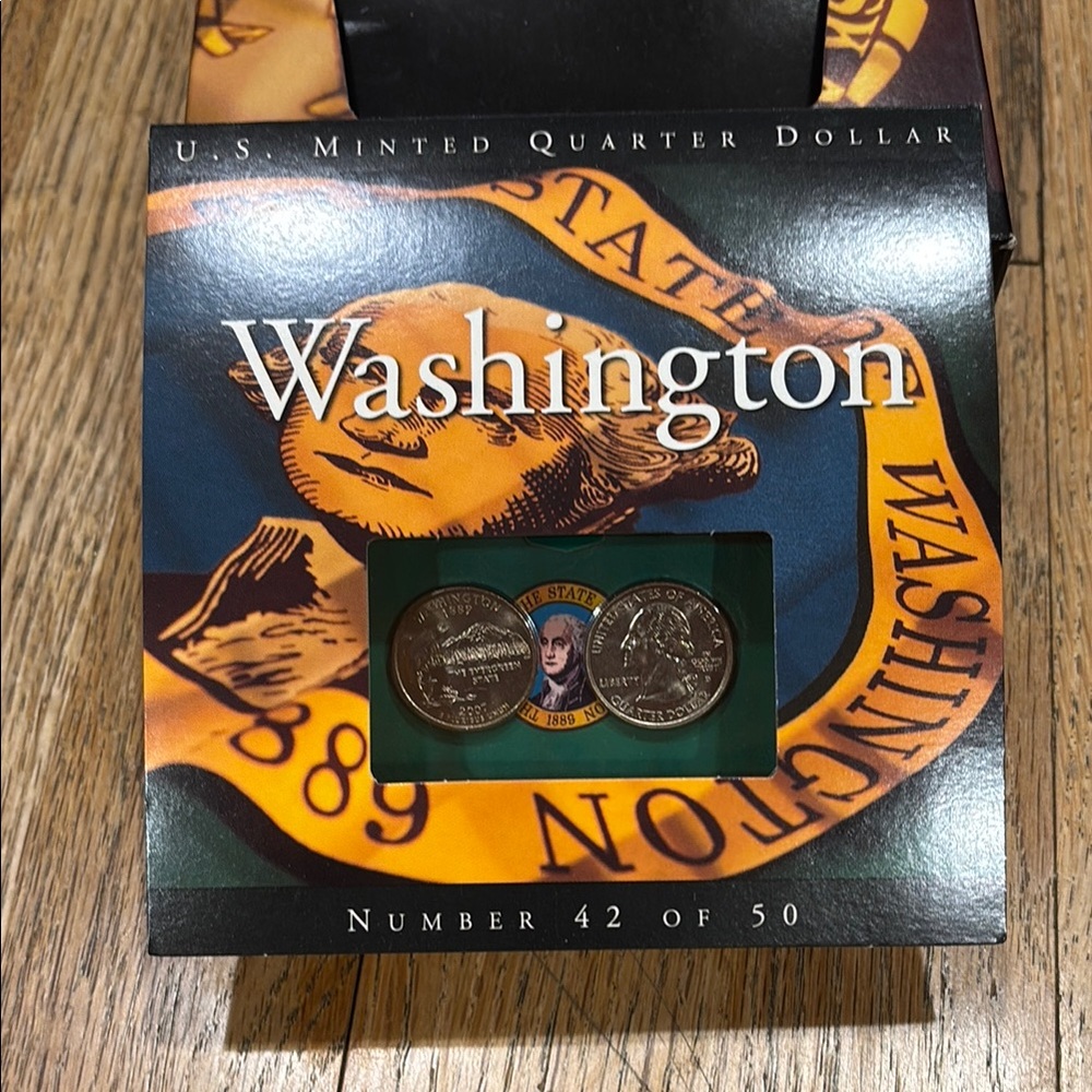 2007 Washington State Quarter PD Collectible Display - Blue & Yellow